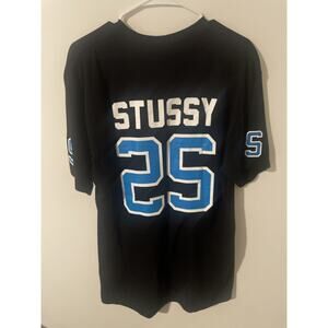 STUSSY 25 GAME TEE BLACK SIZE LARGE BRAND NEW WITH TAGS